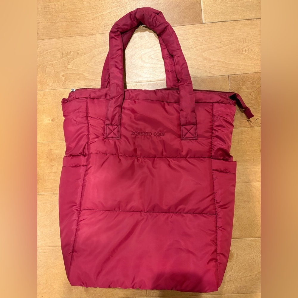 Roberto Coin tote nylon bag red side pockets